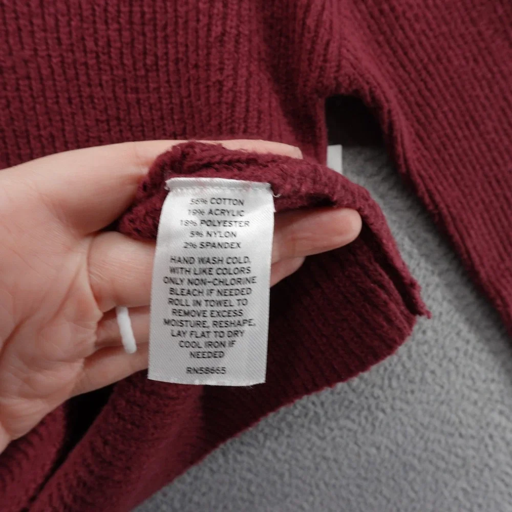Treasure & Bond Womens Mock Neck‎ Shaker Sweater Burgundy XXS Relaxed NEW